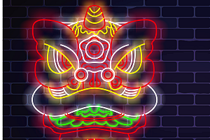 636907273077 狮子头霓虹灯单线文件霓虹灯元素