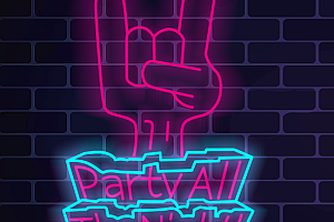 636378976614 Party All The Night!手指 霓虹灯单线文件霓虹灯