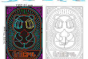 635821447455 贰麻酒馆熊猫图案形象墙霓虹灯单线图案文件