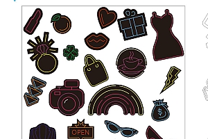 620556444456潮流聚集3 霓虹灯单线CDR文件霓虹灯素材模板