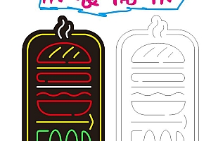 619371261668用餐愉快指引霓虹灯CDR霓虹灯单线文件霓虹灯素材模