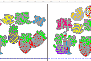 666224230708鲜果水果派对霓虹灯单线文件CDR雕刻