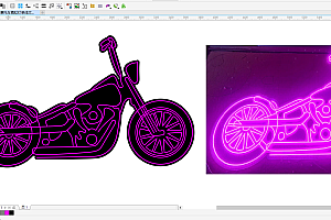 666246212684摩托车霓虹灯单线文件雕刻素材CDR