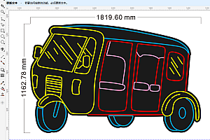 671113097676三轮交通工具霓虹灯单线文件雕刻素材文件