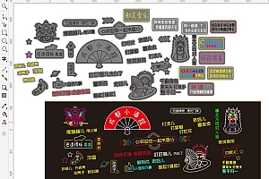 20220610 酒馆烤肉国潮喝酒霓虹灯单线文件烤肉烤串喝酒吧雕刻CDR素材拍照网红情侣网红墙打卡地