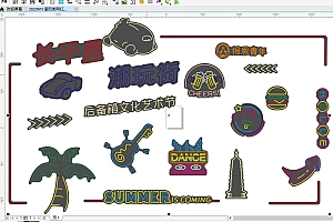 20220610 潮玩街网红墙霓虹灯单线文件烤肉烤串喝酒吧雕刻CDR素材拍照网红情侣网红墙打卡地