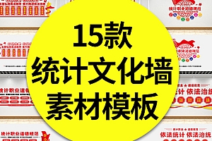 15款统计局文化墙统计职业道德规范依法治统形象墙CDR/AI素材模板